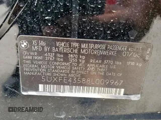2008 BMW X5 3.0si z VIN 5UXFE43588L009967, wystawiony jako Copart lot #57900245 z przebiegiem 137 882 mil mil oraz Czysty tytuł • Clean title. Historia ofert i sprzedaży dostępna na DreamBid. Obrazek 14.