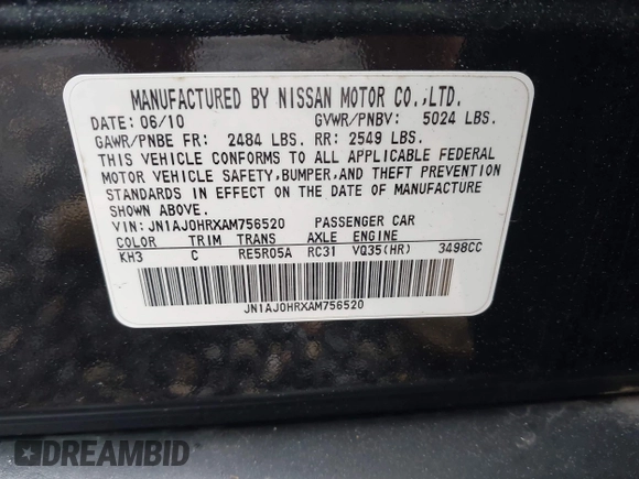 2010 Infiniti EX Journey с VIN JN1AJ0HRXAM756520, выставлен на аукционе IAAI как лот 42286269 с пробегом 116 510 миль миль и . История ставок и продаж доступна на DreamBid. Изображение 9.