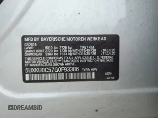 2016 BMW X6 sDrive35i with VIN 5UXKU0C57G0F93386, listed as a Copart auction lot 45123974 with Not Provided miles. Bid and sale history available at carsss.com. Image 14.