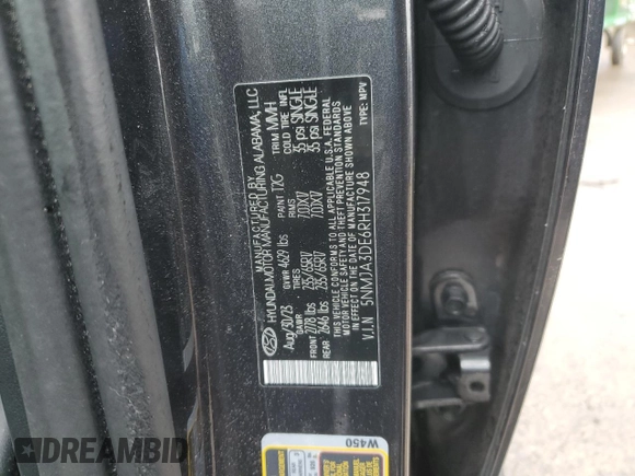 2024 Hyundai Tucson SE with VIN 5NMJA3DE6RH317948, listed as a Copart auction lot 47228155 with 23,283 mi miles and Non Repairable. Bid and sale history available at DreamBid. Image 13.
