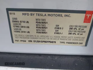 2013 Tesla Model S Performance with VIN 5YJSA1DP9DFP04076, listed as a IAAI auction lot 42185465 with 179,640 mi miles and . Bid and sale history available at DreamBid. Image 9.