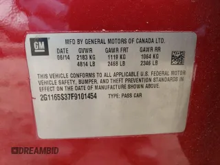 2015 Chevrolet Impala LTZ with VIN 2G1165S37F9101454, listed as a Copart auction lot 51895435 with 184,732 mi miles and Salvage Title. Bid and sale history available at DreamBid. Image 12.