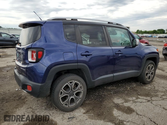 2017 Jeep Renegade Limited with VIN ZACCJBDBXHPE88574, listed as a Copart auction lot 61728625 with 106,116 mi miles and Salvage title. Bid and sale history available at DreamBid. Image 3.