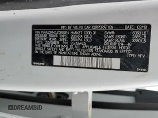 2018 Volvo XC90 Momentum с VIN YV4A22PK0J1378054, выставлен на аукционе Copart как лот 54322155 с пробегом 88 822 миль миль и Списание • Salvage title. История ставок и продаж доступна на DreamBid. Изображение 12.