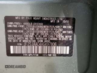 2017 Subaru Forester z VIN JF2SJAAC4HG497806, wystawiony jako Copart lot #41593905 z przebiegiem 41 519 mil mil oraz Szkoda całkowita • Salvage title. Historia ofert i sprzedaży dostępna na DreamBid. Obrazek 14.