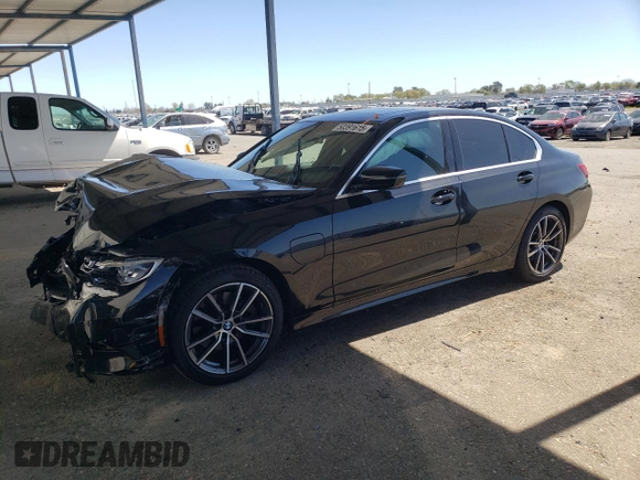 2021 BMW 3 Series 330e with VIN 3MW5P7J09M8B74912, listed as a Copart auction lot 50391615 with 0 mi miles and Salvage Title. Bid and sale history available at carsss.com. Image 1.
