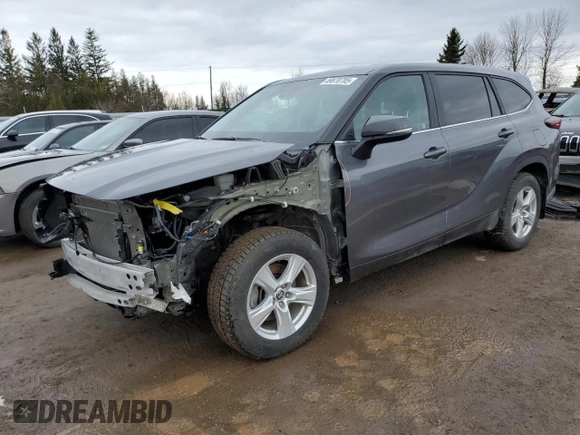 2024 Toyota Highlander LE with VIN 5TDKDRBHXRS549445, listed as a Copart auction lot 49870705 with 76,866 mi miles and Salvage title. Bid and sale history available at DreamBid. Image 1.