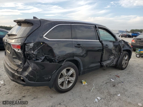 2014 Toyota Highlander Limited with VIN 5TDDKRFH1ES071466, listed as a Copart auction lot 43516295 with 121,391 mi miles and Salvage Title. Bid and sale history available at carsss.com. Image 3.