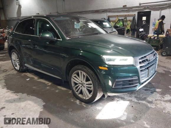 2018 Audi Q5 Premium Plus with VIN WA1BNAFY9J2090780, listed as a IAAI auction lot 41370112 with 55,767 mi miles. Bid and sale history available at carsss.com. Image 1.