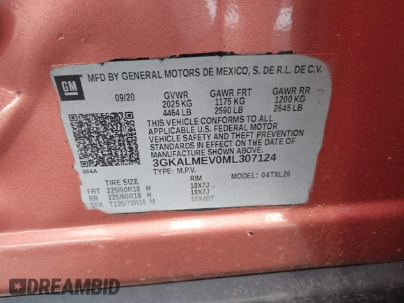 2021 GMC Terrain SLE with VIN 3GKALMEV0ML307124, listed as a IAAI auction lot 42049275 with 88,924 mi miles and . Bid and sale history available at carsss.com. Image 9.