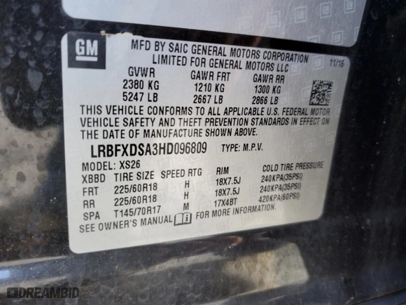 2017 Buick Envision Essence with VIN LRBFXDSA3HD096809, listed as a Copart auction lot 48734605 with 84,813 mi miles and Clean Title. Bid and sale history available at carsss.com. Image 12.