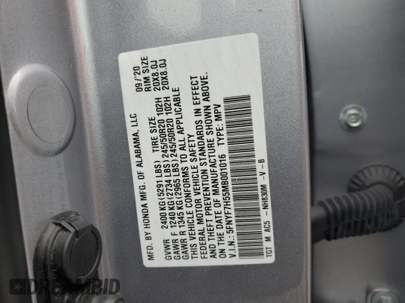 2021 Honda Passport EX-L with VIN 5FNYF7H55MB001016, listed as a Copart auction lot 47464465 with 70,450 mi miles and Salvage Title. Bid and sale history available at carsss.com. Image 15.