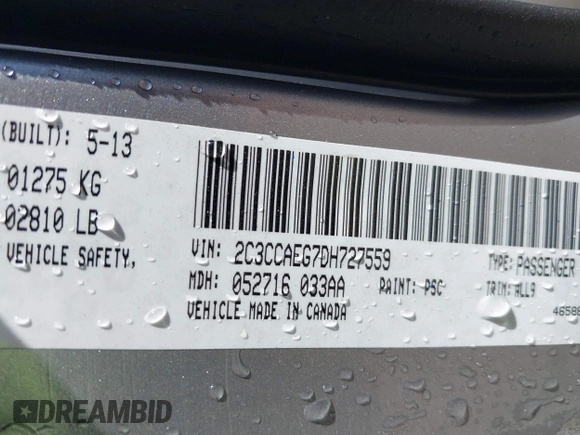 2013 Chrysler 300 C with VIN 2C3CCAEG7DH727559, listed as a IAAI auction lot 41990806 with 201,182 mi miles and . Bid and sale history available at DreamBid. Image 9.