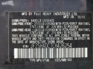 2012 Subaru Forester X Premium with VIN JF2SHADC7CH426254, listed as a Copart auction lot 65325075 with 136,787 mi miles and Clean title. Bid and sale history available at DreamBid. Image 13.