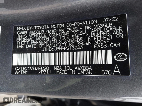2023 Lexus UX 250h F Sport z VIN JTHB6JBH9P2132431, wystawiony jako IAAI lot #42137625 z przebiegiem 15 923 mil mil oraz . Historia ofert i sprzedaży dostępna na DreamBid. Obrazek 9.
