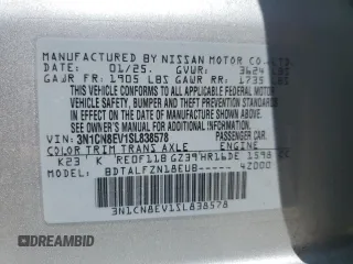 2025 Nissan Versa SV z VIN 3N1CN8EV1SL838578, wystawiony jako Copart lot #58843025 z przebiegiem 5 351 mil mil oraz Czysty tytuł • Clean title. Historia ofert i sprzedaży dostępna na DreamBid. Obrazek 12.