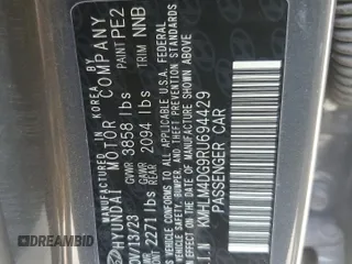 2024 Hyundai Elantra SEL с VIN KMHLM4DG9RU694429, выставлен на аукционе Copart как лот 60974725 с пробегом 32 230 миль миль и Списание • Salvage title. История ставок и продаж доступна на DreamBid. Изображение 12.