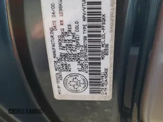 2000 Toyota Sienna LE with VIN 4T3ZF13C9YU280798, listed as a Copart auction lot 80708614 with 282,612 mi miles and Clean Title. Bid and sale history available at carsss.com. Image 14.