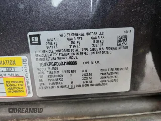 2016 Chevrolet Traverse LT z VIN 1GNKRGKD9GJ198998, wystawiony jako Copart lot #60494925 z przebiegiem 147 476 mil mil oraz Szkoda całkowita • Salvage title. Historia ofert i sprzedaży dostępna na DreamBid. Obrazek 13.