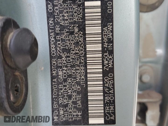 2017 Toyota Prius Two z VIN JTDKBRFU6H3053409, wystawiony jako Copart lot #48436015 z przebiegiem 190 663 mil mil oraz Szkoda całkowita • Salvage title. Historia ofert i sprzedaży dostępna na DreamBid. Obrazek 13.