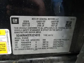 2015 Buick Enclave Convenience with VIN 5GAKRAKD7FJ214315, listed as a Copart auction lot 43698155 with 186,916 mi miles and Salvage Title. Bid and sale history available at carsss.com. Image 13.