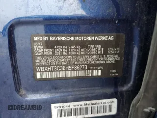 2017 BMW X1 xDrive28i with VIN WBXHT3C36H5F86273, listed as a Copart auction lot 56117875 with 55,948 mi miles and Salvage title. Bid and sale history available at DreamBid. Image 13.