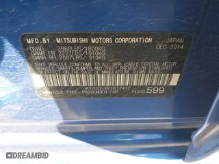 2015 Mitsubishi Lancer ES with VIN JA32U2FU0FU012412, listed as a IAAI auction lot 41766999 with 158,851 mi miles. Bid and sale history available at carsss.com. Image 9.