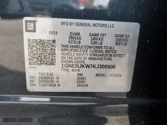 2019 Chevrolet Traverse RS with VIN 1GNERJKW7KJ300500, listed as a Copart auction lot 84879774 with 77,176 mi miles and Salvage Title. Bid and sale history available at carsss.com. Image 15.