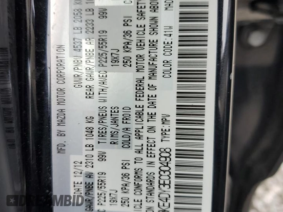 2014 Mazda CX-5 Grand Touring with VIN JM3KE4DY3E0304908, listed as a Copart auction lot 53873655 with 144,382 mi miles and Salvage Title. Bid and sale history available at DreamBid. Image 14.