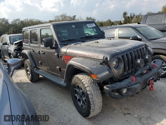 2021 Jeep Wrangler Unlimited Rubicon with VIN 1C4JJXFM1MW760378, listed as a Copart auction lot 43806965 with 38,542 mi miles and Salvage Title. Bid and sale history available at carsss.com. Image 4.