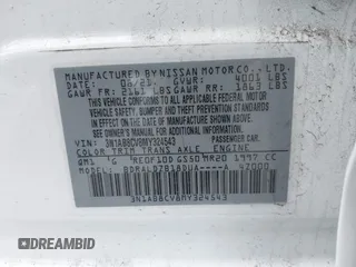 2021 Nissan Sentra SV with VIN 3N1AB8CV8MY324543, listed as a IAAI auction lot 41720057 with 39,381 mi miles and . Bid and sale history available at DreamBid. Image 9.