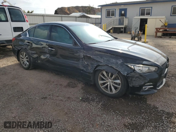 2014 Infiniti Q50 Hybrid Premium with VIN JN1AV7AP2EM692078, listed as a Copart auction lot 86895944 with 123,940 mi miles and Salvage title. Bid and sale history available at DreamBid. Image 4.