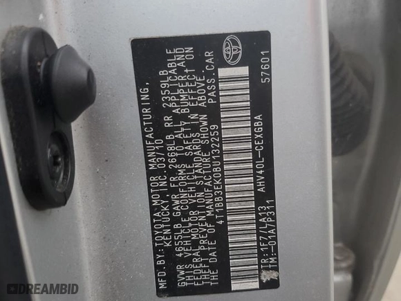2011 Toyota Camry Hybrid with VIN 4T1BB3EK0BU132259, listed as a Copart auction lot 49461795 with 0 mi miles and Clean Title. Bid and sale history available at carsss.com. Image 12.