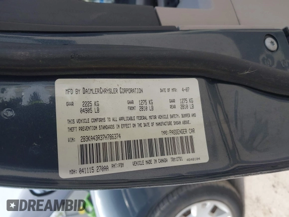 2007 Dodge Charger z VIN 2B3KA43R37H786374, wystawiony jako IAAI lot #42213471 z przebiegiem Nie podano mil oraz . Historia ofert i sprzedaży dostępna na DreamBid. Obrazek 9.