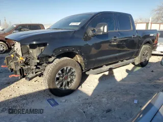 2024 Nissan Titan Pro-4X with VIN 1N6AA1ED5RN101017, listed as a Copart auction lot 43777785 with 30,489 mi miles and Salvage title. Bid and sale history available at DreamBid. Image 1.