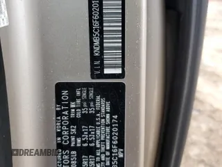 2015 Kia Sedona LX with VIN KNDMB5C16F6020174, listed as a Copart auction lot 45802495 with 103,570 mi miles and Salvage Title. Bid and sale history available at DreamBid. Image 15.