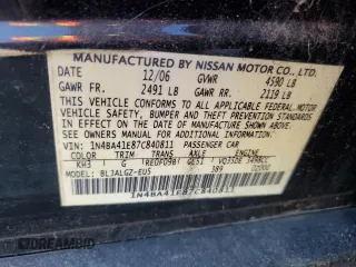 2007 Nissan Maxima 3.5 SL with VIN 1N4BA41E87C840811, listed as a Copart auction lot 41711145 with 155,574 mi miles and Clean Title. Bid and sale history available at carsss.com. Image 12.