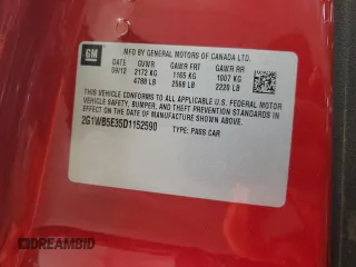 2013 Chevrolet Impala LT with VIN 2G1WB5E35D1152590, listed as a Copart auction lot 52171305 with 96,781 mi miles and Salvage Title. Bid and sale history available at DreamBid. Image 14.