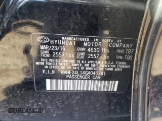 2016 Hyundai Sonata Hybrid SE with VIN KMHE24L14GA040741, listed as a Copart auction lot 73765833 with 80,146 mi miles. Bid and sale history available at carsss.com. Image 12.