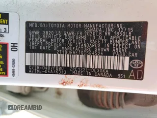2016 Toyota Corolla L z VIN 2T1BURHE1GC584524, wystawiony jako Copart lot #59516345 z przebiegiem Nie podano mil oraz Szkoda całkowita • Salvage title. Historia ofert i sprzedaży dostępna na DreamBid. Obrazek 13.