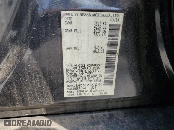 2018 Nissan Altima 2.5 S with VIN 1N4AL3AP5JC269044, listed as a Copart auction lot 47289235 with 0 mi miles and Salvage Title. Bid and sale history available at carsss.com. Image 15.