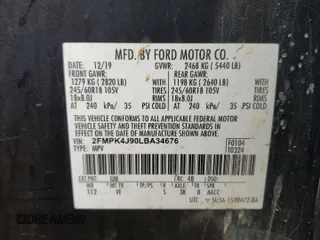 2020 Ford Edge SEL с VIN 2FMPK4J90LBA34676, выставлен на аукционе Copart как лот 55577665 с пробегом 113 214 миль миль и Списание • Salvage title. История ставок и продаж доступна на DreamBid. Изображение 13.