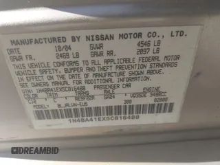 2005 Nissan Maxima SE z VIN 1N4BA41EX5C816488, wystawiony jako IAAI lot #41976910 z przebiegiem Nie podano mil oraz . Historia ofert i sprzedaży dostępna na DreamBid. Obrazek 9.