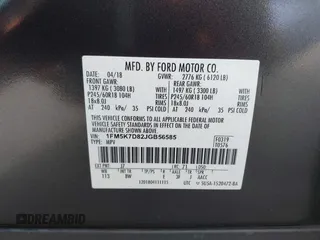2018 Ford Explorer XLT z VIN 1FM5K7D82JGB56585, wystawiony jako IAAI lot #42129728 z przebiegiem 39 007 mil mil oraz . Historia ofert i sprzedaży dostępna na DreamBid. Obrazek 9.