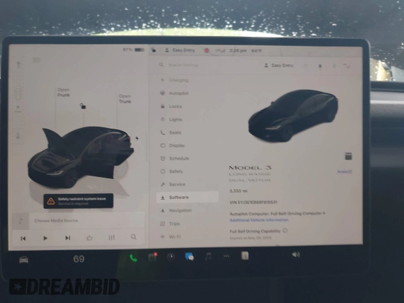 2025 Tesla Model 3 Long Range с VIN 5YJ3E1EB9SF915531, выставлен на аукционе IAAI как лот 42191805 с пробегом 3 333 миль миль и . История ставок и продаж доступна на DreamBid. Изображение 18.