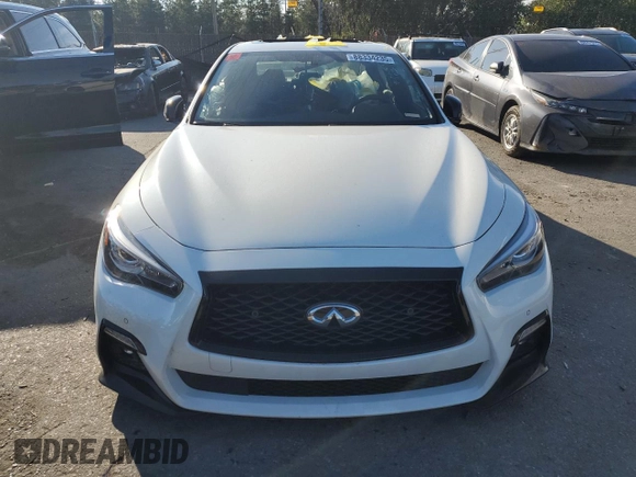 2024 Infiniti Q50 Red Sport 400 with VIN JN1FV7DP6RM660516, listed as a Copart auction lot 88334235 with Not Provided miles and Salvage Title. Bid and sale history available at DreamBid. Image 5.