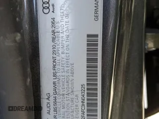 2017 Audi S7 Prestige with VIN WAU2FAFC3HN043225, listed as a Copart auction lot 61791724 with 57,361 mi miles and Salvage Title. Bid and sale history available at carsss.com. Image 12.