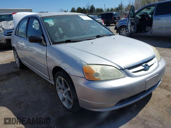 2002 Honda Civic LX with VIN 1HGES15562L039463, listed as a IAAI auction lot 41851232 with 173,411 mi miles. Bid and sale history available at carsss.com. Image 1.