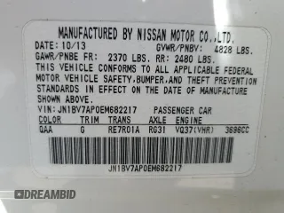 2014 Infiniti Q50 Sport with VIN JN1BV7AP0EM682217, listed as a Copart auction lot 49917125 with 65,606 mi miles and Salvage Title. Bid and sale history available at DreamBid. Image 12.