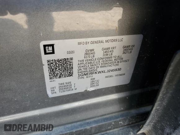 2020 Chevrolet Traverse LS с VIN 1GNERFKWXLJ245930, выставлен на аукционе Copart как лот 51657195 с пробегом Не указан миль и Списание • Salvage title. История ставок и продаж доступна на DreamBid. Изображение 14.
